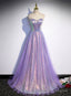 Lavender Tulle and Sequins Sweetheart Long Pary Dress, A Line Prom Dress Formal Dresses
