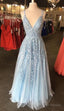 Light Blue Lace Prom Dresseses Prom Dresses Graduation School Prom Gowns