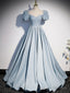 Light Blue Satin Long Prom Dress, Light Blue Formal Sweet 16 dress