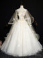 Light Champagne Long Prom Dresses, Champagne Tulle Formal Gowns Sweet 16 Dresses