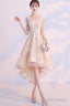 Light Champagne Lovely Lace High Low Homecoming Dresses New Short Prom Dresses