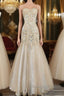Light Champagne Mermaid Sweetheart Neck Beaded Tulle Long Ball Dresses Vintage Prom Dresses