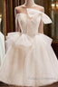 Light Champagne Short Tulle Prom Dress Short Light Champagne Prom Graduation Dress