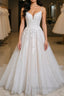 Light champagne tulle lace Prom Dresses Long lace Prom Dresses