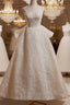 Light Champagne V-Neck Lace Prom Dresses Long Weeding Dresses