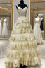 Light Gold Lace Ball Gown Dress