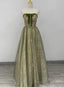 Light Green A Line Sweetheart Long Formal Dress, Green Lace Prom Dress