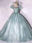 Light Green Ball Gowns Shiny Tulle Sweet 16 Dresses, Cute Junior Prom Dresses