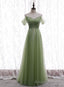 Light Green Beaded Sweetheart Long Prom Dress, Green Formal Dress Prom Dress