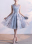 Light Grey Short Tulle With Applique Prom Dresses Beautiful Homecoming Dress