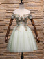 Light Mint Green Knee Length Floral Lace Sweetheart Prom Dresses Tulle Short Homecoming Dresses