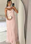 Light Pink Strapless Chiffon Prom Dresses Long Prom Dresses