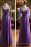Light Purple Cap Sleeves/Long Sleeves Backless Chiffon Prom Dress, Purple Bridesmaid Dress
