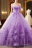 Light Purple Sweetheart Tulle Ball Gown Princess New Style Prom Dresses Purple Prom Dresseses