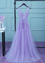 Light Purple Tulle Long Prom Dress , A Line Bridesmaid Dress