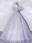 Light Purple Tulle Long Prom Dresses, Purple Tulle Formal Dresses
