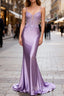 Lilac Floral Classy Mermaid Corset Long Prom Dresses