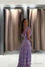 Lilac Lace Long prom dress Prom Gowns Prom Dress