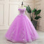Lilac Off the Shoulder Quinceanera Dress Ball Gowns with Appliqued