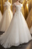 A Line Tulle Lace Long Prom Dress