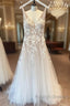 Long A-Line Appliques Lace Spaghetti Straps Sweetheart Tulle Wedding Dresses
