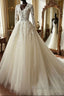 Long A Line Organza Lace Wedding Dress with Sleeves