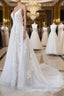 Long A Line Spaghetti Strap Lace Appliques Tulle Backless Wedding Dresses