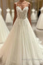 Long A Line Spaghetti Straps Sweetheart Floral Lace Tulle Wedding Dresses