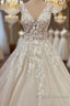 Long A Line Sweetheart Appliques Lace Backless Wedding Dresses