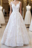 Long A Line Sweetheart Appliques Lace Tulle Wedding Dresses