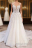 Long A-Line Tulle Backless Appliques Lace Sweetheart Wedding Dress