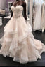 Long A Line Tulle Beaded Waistline Sweetheart Wedding Dresses