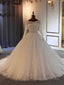 Long Ball Gowns Sweetheart Tulle Lace Wedding Dresses with Sleeves