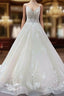 Long Ball Gown V Neck Spaghetti Straps Tulle Lace Wedding Dresses