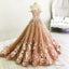 Long Champagne Prom Dress Lace Embroidery Off Shoulder Tulle Ball Gown Wedding Dresses