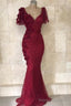 Long Prom dress burgundy with sleeves