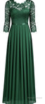 Long Green Lace Prom Dresses