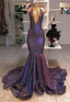 Long Mermaid Halter Sequins Prom Dress