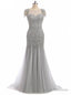 Long Mermaid Prom Dress Sparkly Beading Bodice Formal