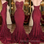 Long Mermaid Strapless Burgundy Prom Dresses