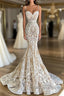 Long Mermaid Sweetheart Spaghetti Straps Appliques Lace Wedding Dresses