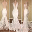 Long Mermaid V-Neck Lace White Prom Dress