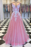 Long Prom Dresses With Appliques And Beading,Evening Dresses,Charming Dance Dress