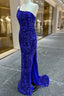 Long Sequin Prom Dresses Royal Blue Prom Dress One-Shoulder