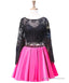 Long Sleeve Floral Short Homecoming Dress