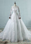 Long Sleeves Scoop Neck Lace Wedding Dress