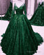 Long Sleeves Sequin Ball Gowns Dress V Neck
