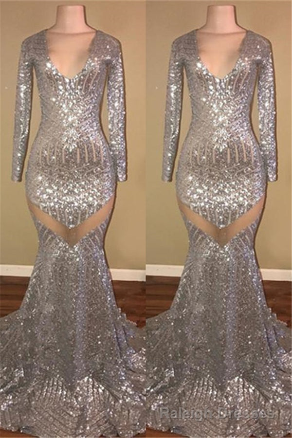 V-neck Evening Dress Half-Sleeves Shing Sequins Prom Gown Elegant Mermaid Party Dress