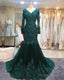 Long Sleeves V-Neck Lace Prom Mermaid Dress