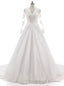 Long Sleeves V Neckline Backless Lace Appliques Wedding Gowns